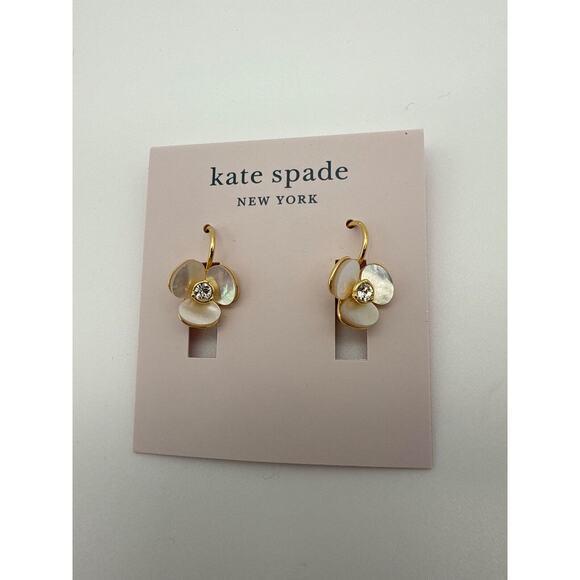 Kate Spade New York 3 Pc BUNDLE Disco Pansy Earrings/Necklace ❤️ of Gold Bangle! - Picture 4 of 14